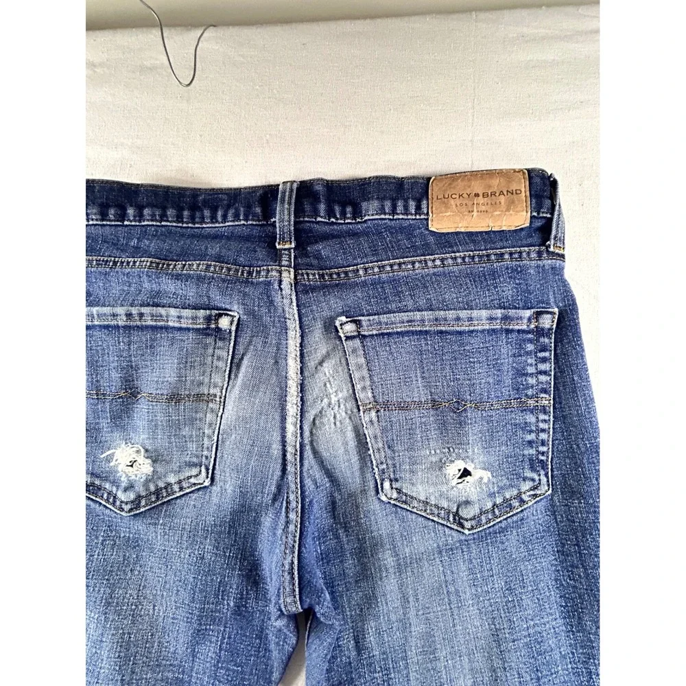 Lucky Brand 110‎ Slim Mens Blue Distressed Denim Jeans 31x30 Medium Wash